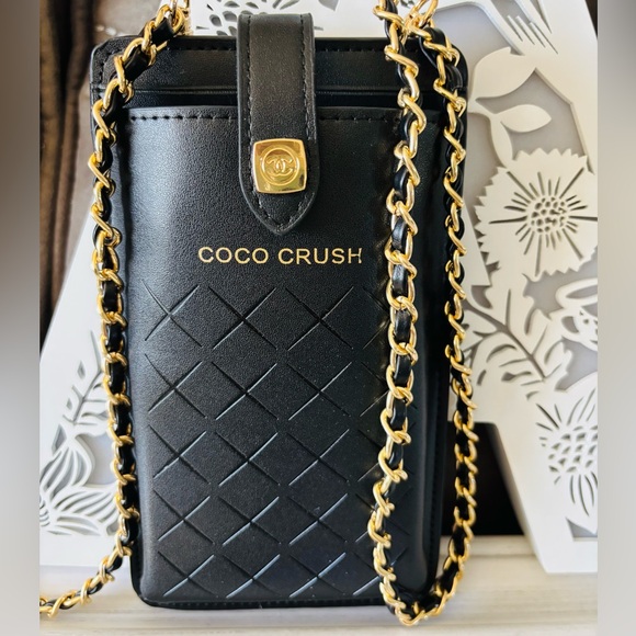 CHANEL Accessories - CHANEL Black Quilted Coco Crush Bag with Gold Chain